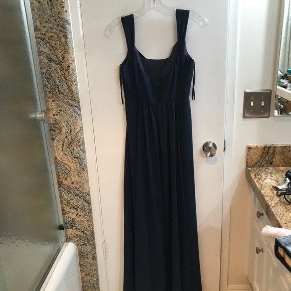 Michaelangelo Navy blue formal sleeveless gown with train and wrap - Picture 8 of 10
